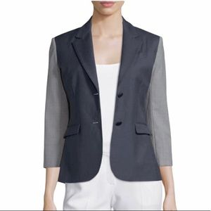 ATM Anthony Thomas Melillo Wool Square Front Sport Blazer Size 4 Navy/Gray